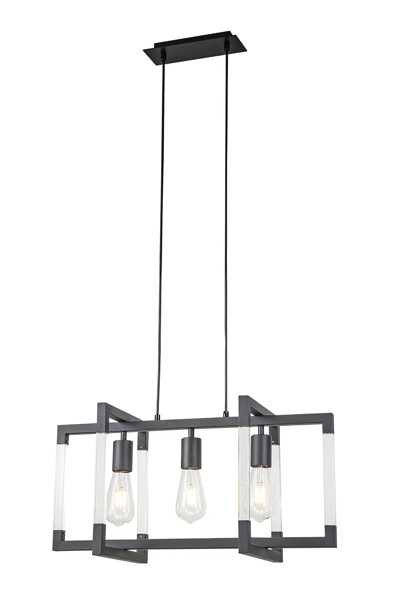 IL32852  Canto Rectangle Rectangular Pendant 3 Light Graphite